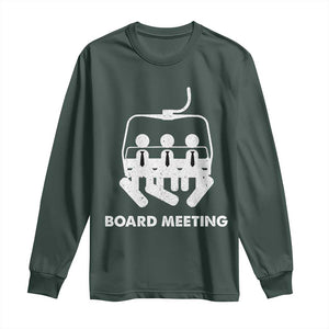 Funny Snowboarding Long Sleeve Shirt Board Meeting Holiday Snowboard Winter Sport TS11 Dark Forest Green Print Your Wear