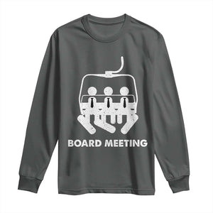 Funny Snowboarding Long Sleeve Shirt Board Meeting Holiday Snowboard Winter Sport TS11 Dark Heather Print Your Wear