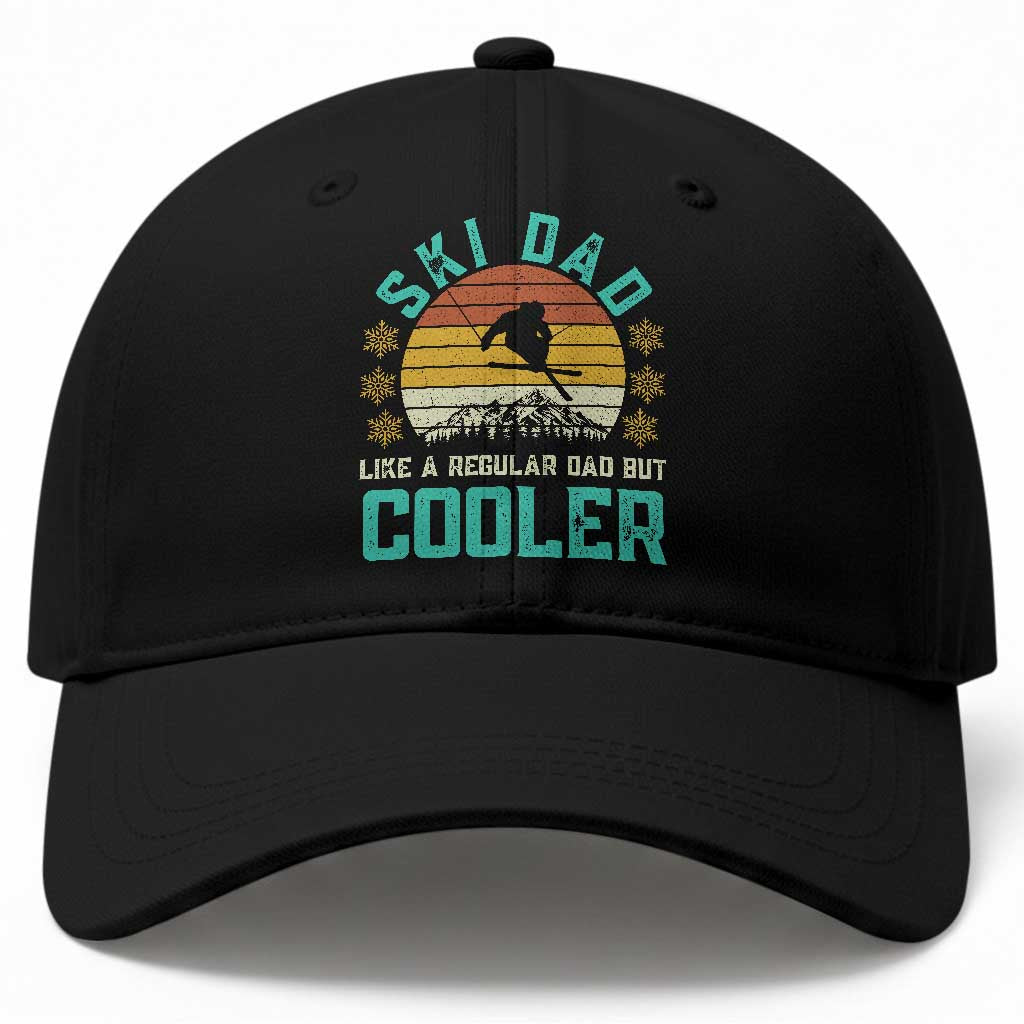Funny Retro Skiing Father's Day Baseball Cap Ski Dad Like A Normal Dad But Cooler TS11 Print Your Wear