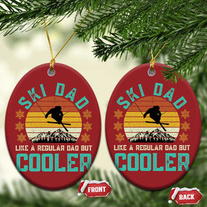 Funny Retro Skiing Father's Day Christmas Ornament Ski Dad Like A Normal Dad But Cooler TS11 Oval Red Print Your Wear