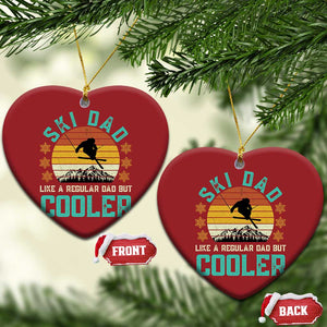 Funny Retro Skiing Father's Day Christmas Ornament Ski Dad Like A Normal Dad But Cooler TS11 Heart Red Print Your Wear