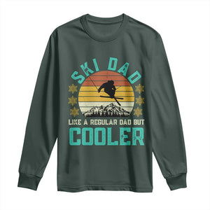 Funny Retro Skiing Father's Day Long Sleeve Shirt Ski Dad Like A Normal Dad But Cooler TS11 Dark Forest Green Print Your Wear