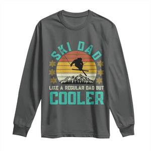 Funny Retro Skiing Father's Day Long Sleeve Shirt Ski Dad Like A Normal Dad But Cooler TS11 Dark Heather Print Your Wear