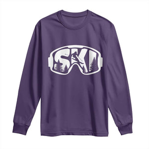 Funny Skiing Long Sleeve Shirt Ski Goggles Winter Sport Snow Mountain TS11 Purple Print Your Wear