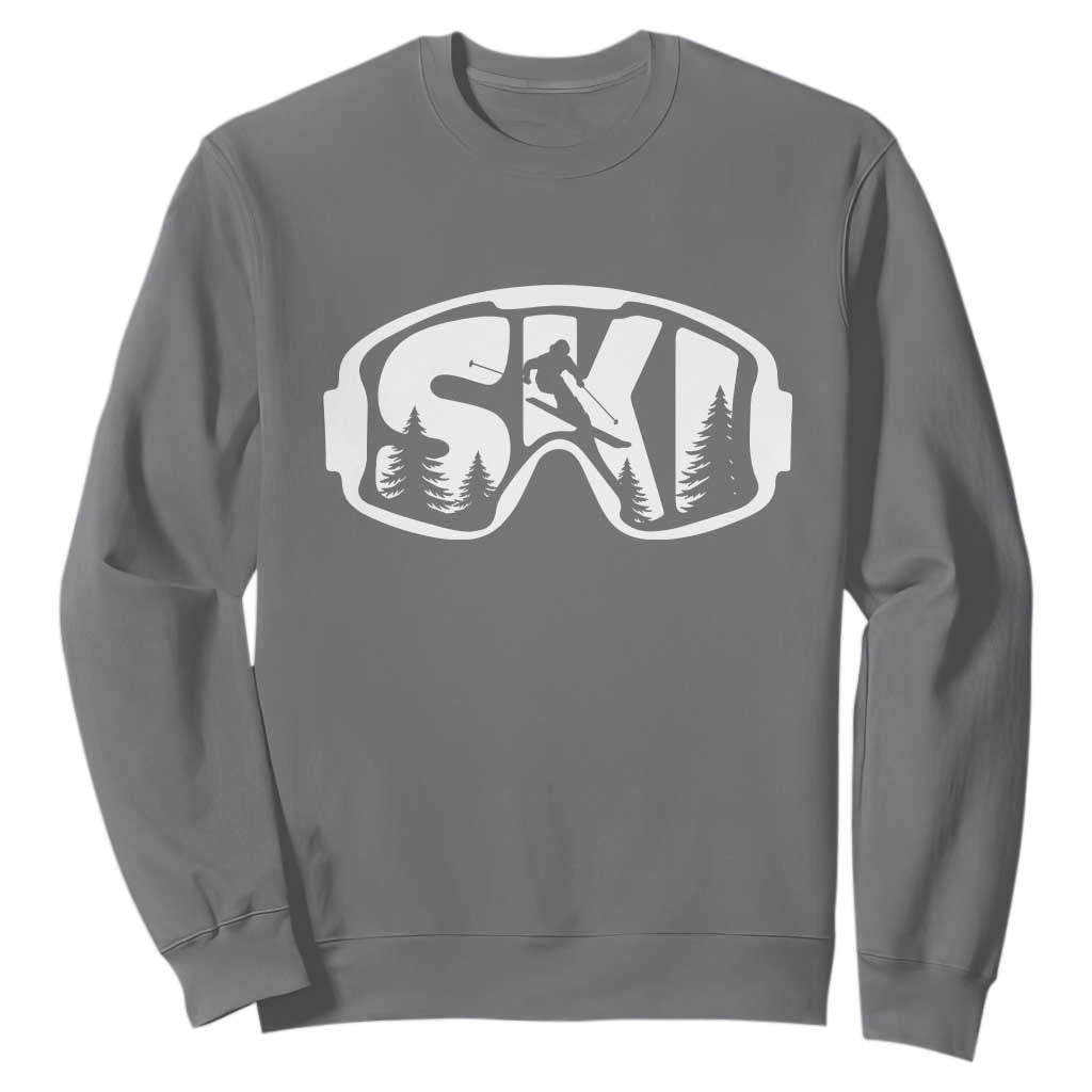Funny Skiing Sweatshirt Ski Goggles Winter Sport Snow Mountain TS11 Charcoal Print Your Wear