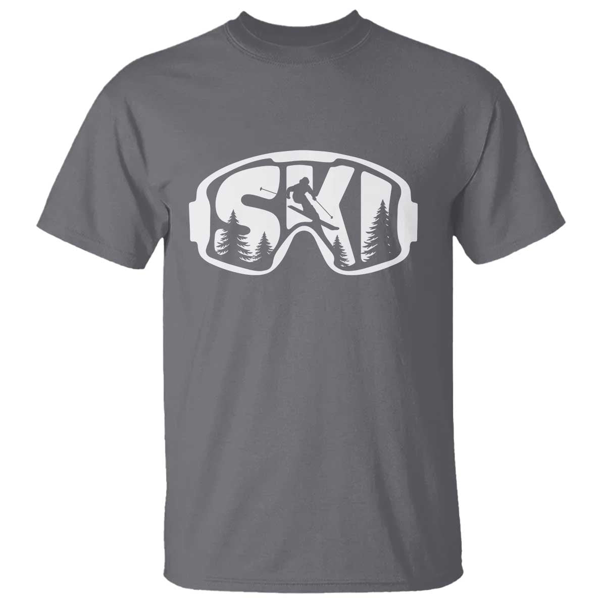 Funny Skiing T Shirt Ski Goggles Winter Sport Snow Mountain TS11 Charcoal Print Your Wear