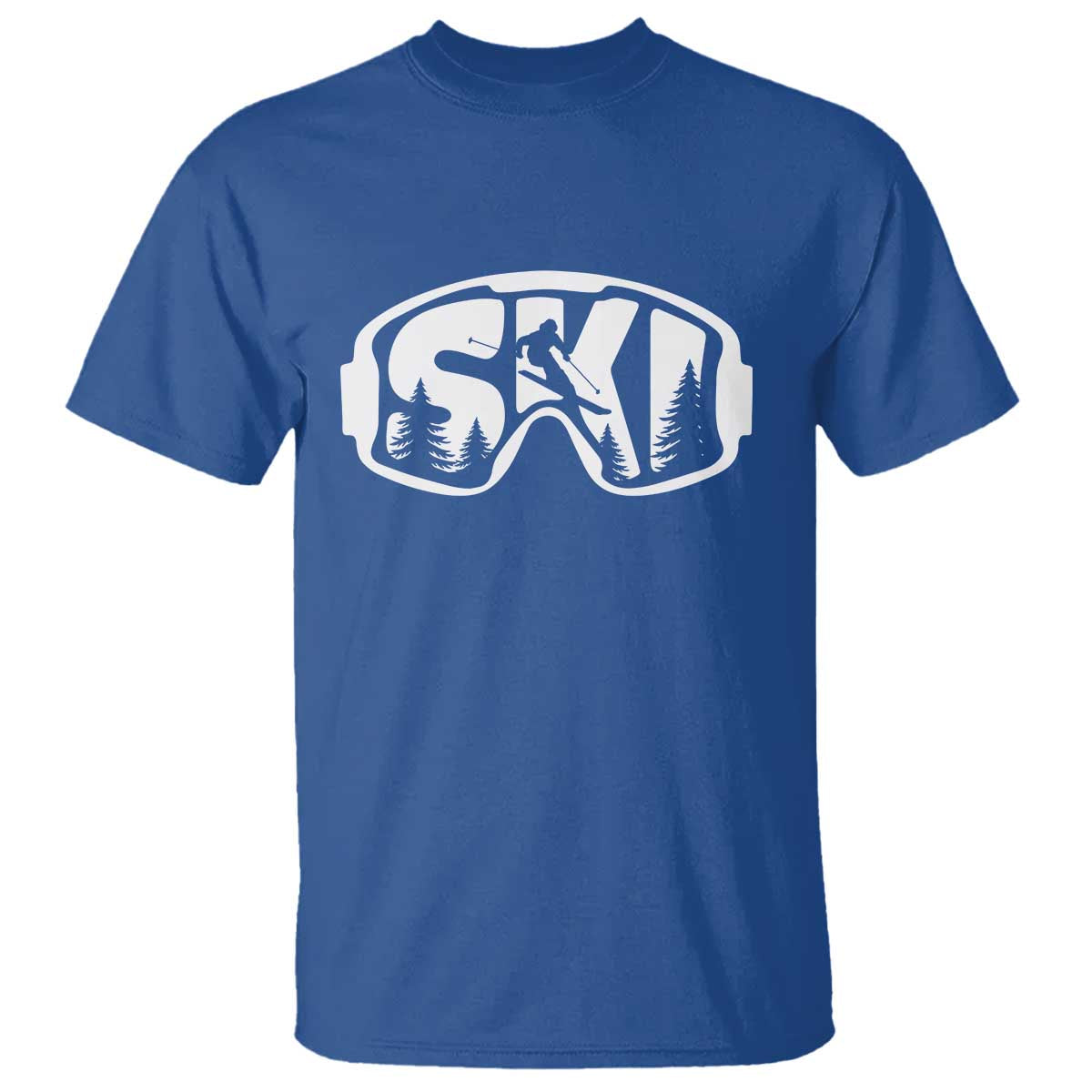 Funny Skiing T Shirt Ski Goggles Winter Sport Snow Mountain TS11 Royal Blue Print Your Wear