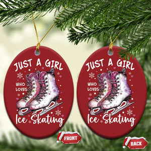 Figure Ice Skater Christmas Ornament Just A Girl Who Loves Ice Skating TS11 Oval Red Print Your Wear