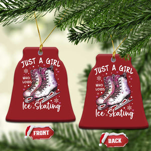 Figure Ice Skater Christmas Ornament Just A Girl Who Loves Ice Skating TS11 Bell Flake Red Print Your Wear