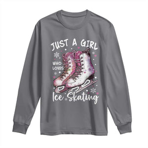 Figure Ice Skater Long Sleeve Shirt Just A Girl Who Loves Ice Skating TS11 Charcoal Print Your Wear