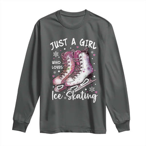 Figure Ice Skater Long Sleeve Shirt Just A Girl Who Loves Ice Skating TS11 Dark Heather Print Your Wear