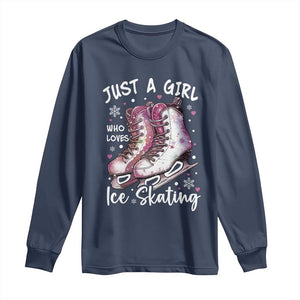 Figure Ice Skater Long Sleeve Shirt Just A Girl Who Loves Ice Skating TS11 Navy Print Your Wear