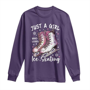 Figure Ice Skater Long Sleeve Shirt Just A Girl Who Loves Ice Skating TS11 Purple Print Your Wear