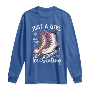 Figure Ice Skater Long Sleeve Shirt Just A Girl Who Loves Ice Skating TS11 Royal Blue Print Your Wear