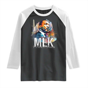 MLK I Have A Dream Raglan Shirt Martin Luther King Portrait Black History Month TS11 Black White Print Your Wear