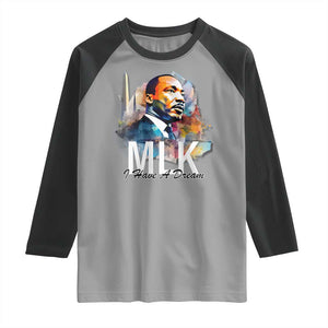 MLK I Have A Dream Raglan Shirt Martin Luther King Portrait Black History Month TS11 Sport Gray Black Print Your Wear