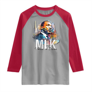 MLK I Have A Dream Raglan Shirt Martin Luther King Portrait Black History Month TS11 Sport Gray Red Print Your Wear