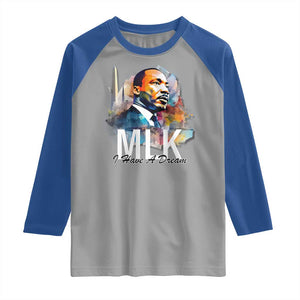 MLK I Have A Dream Raglan Shirt Martin Luther King Portrait Black History Month TS11 Sport Gray Royal Print Your Wear