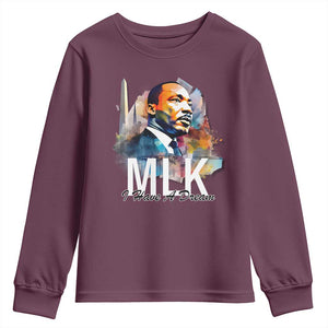 MLK I Have A Dream Youth Sweatshirt Martin Luther King Portrait Black History Month TS11 Maroon Print Your Wear