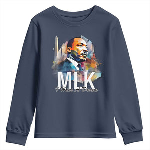 MLK I Have A Dream Youth Sweatshirt Martin Luther King Portrait Black History Month TS11 Navy Print Your Wear