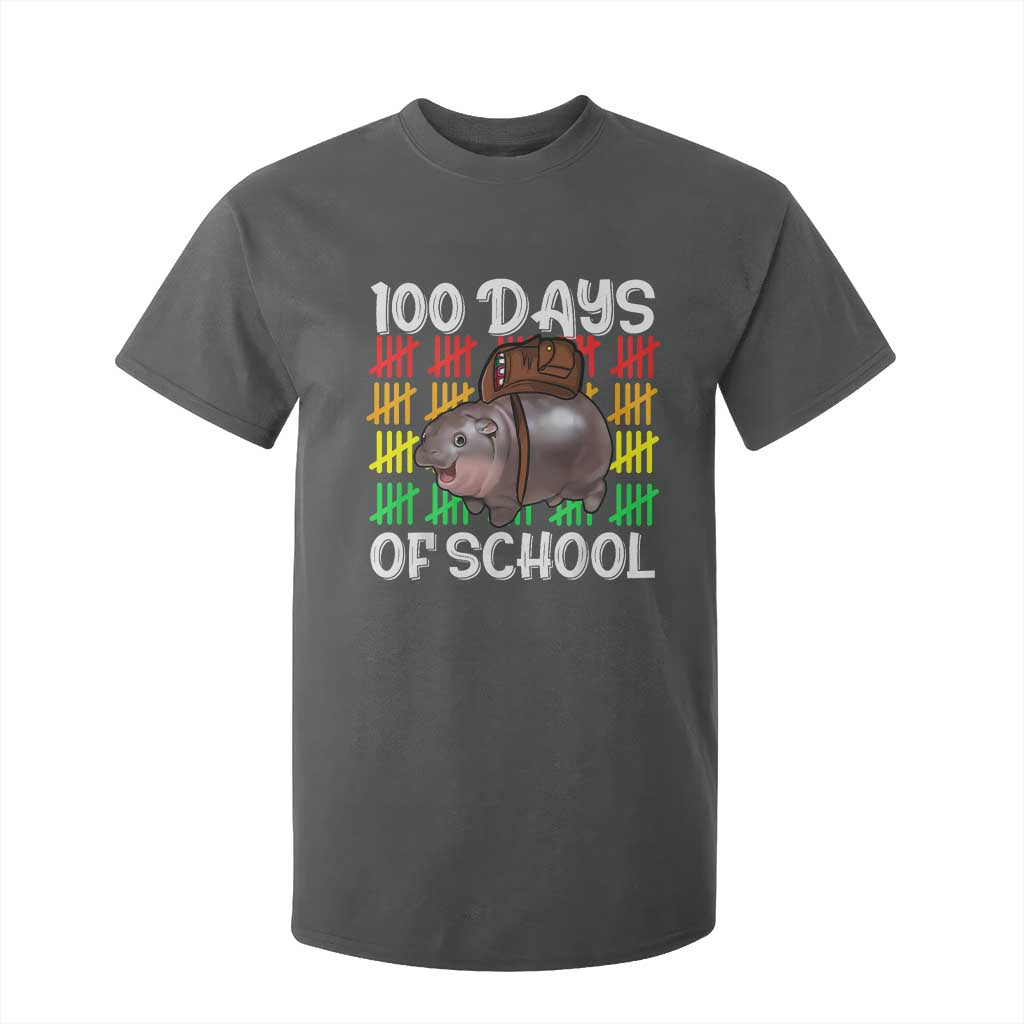 Funny Moo Deng 100 Days Of School T Shirt For Kid TS11 Dark Heather Print Your Wear