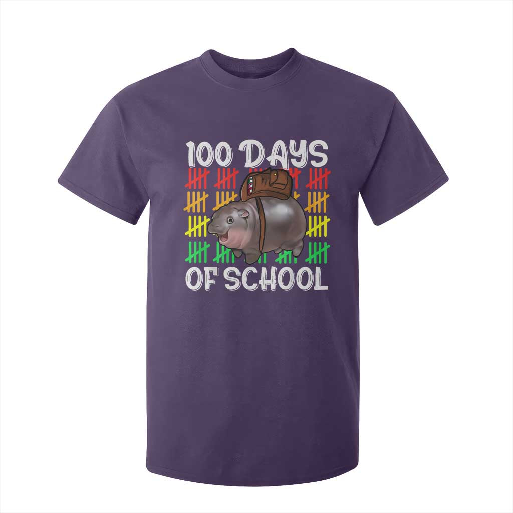 Funny Moo Deng 100 Days Of School T Shirt For Kid TS11 Purple Print Your Wear