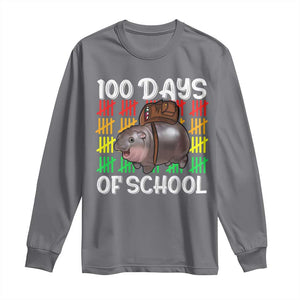 Funny Moo Deng 100 Days Of School Long Sleeve Shirt TS11 Charcoal Print Your Wear