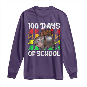 Funny Moo Deng 100 Days Of School Long Sleeve Shirt TS11 Purple Print Your Wear