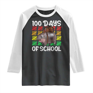 Funny Moo Deng 100 Days Of School Raglan Shirt TS11 Black White Print Your Wear