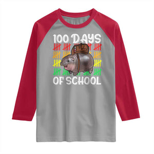 Funny Moo Deng 100 Days Of School Raglan Shirt TS11 Sport Gray Red Print Your Wear