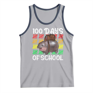 Funny Moo Deng 100 Days Of School Tank Top TS11 Athletic Heather Navy Print Your Wear