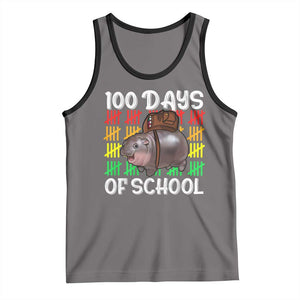 Funny Moo Deng 100 Days Of School Tank Top TS11 Deep Heather Black Print Your Wear