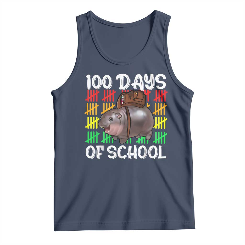 Funny Moo Deng 100 Days Of School Tank Top TS11 Navy Print Your Wear