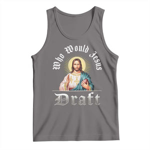 Funny Jesus Fantasy Football Tank Top Who Would Jesus Draft TS11 Deep Heather Print Your Wear
