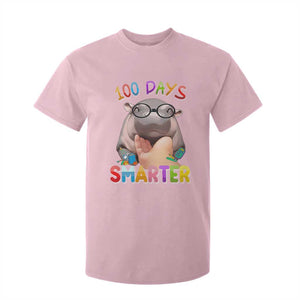 Funny Moo Deng 100 Days Smarter T Shirt For Kid Teachers Students 100th Day Of School TS11 Light Pink Print Your Wear