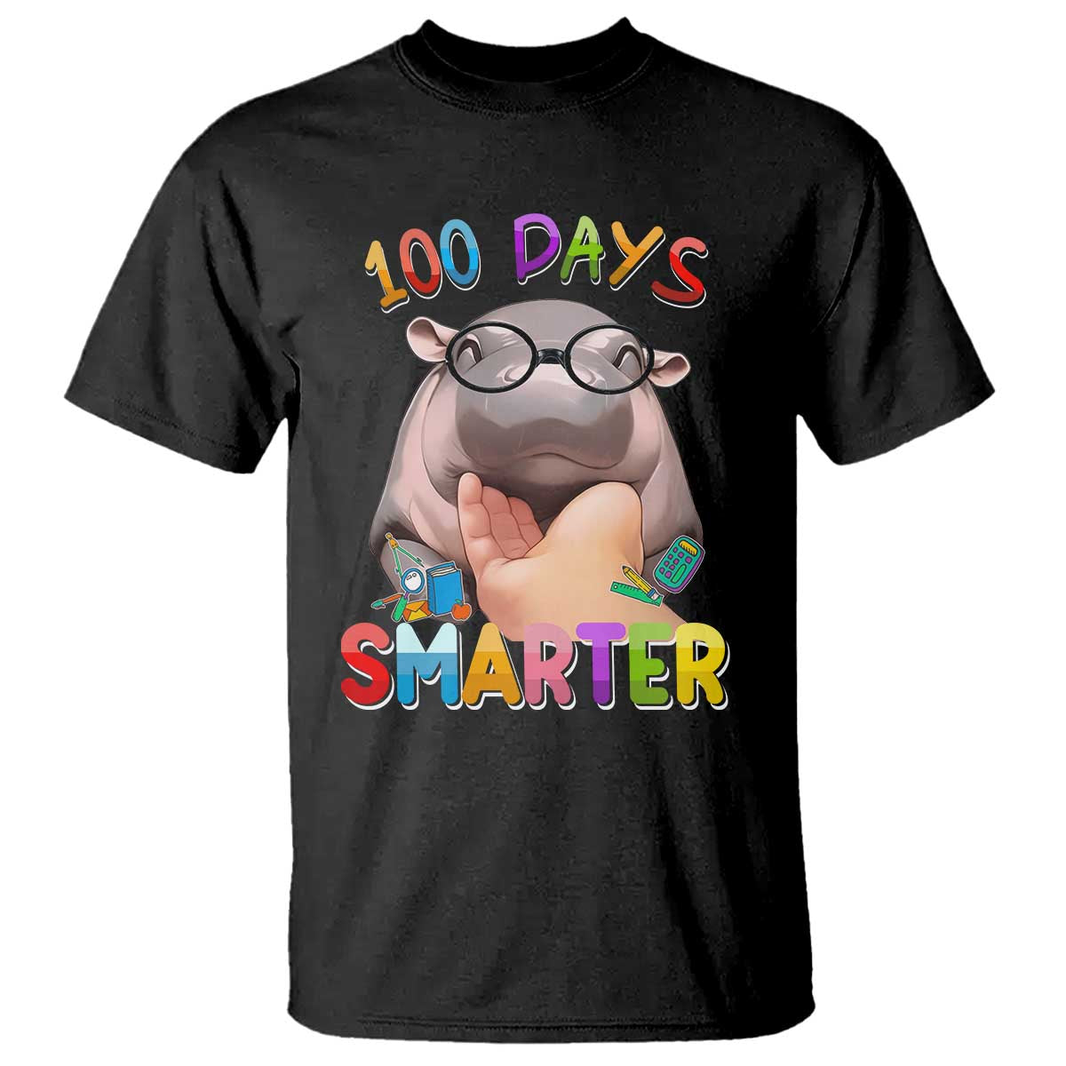 Funny Moo Deng 100 Days Smarter T Shirt Teachers Students 100th Day Of School TS11 Black Print Your Wear