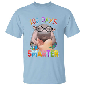 Funny Moo Deng 100 Days Smarter T Shirt Teachers Students 100th Day Of School TS11 Light Blue Print Your Wear