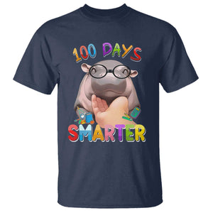 Funny Moo Deng 100 Days Smarter T Shirt Teachers Students 100th Day Of School TS11 Navy Print Your Wear