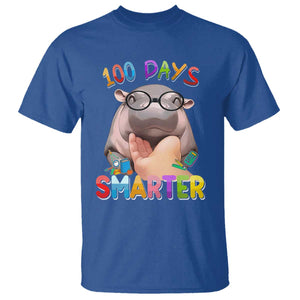 Funny Moo Deng 100 Days Smarter T Shirt Teachers Students 100th Day Of School TS11 Royal Blue Print Your Wear