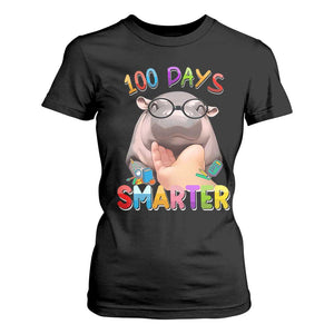 Funny Moo Deng 100 Days Smarter T Shirt For Women Teachers Students 100th Day Of School TS11 Black Print Your Wear