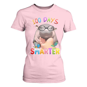 Funny Moo Deng 100 Days Smarter T Shirt For Women Teachers Students 100th Day Of School TS11 Light Pink Print Your Wear