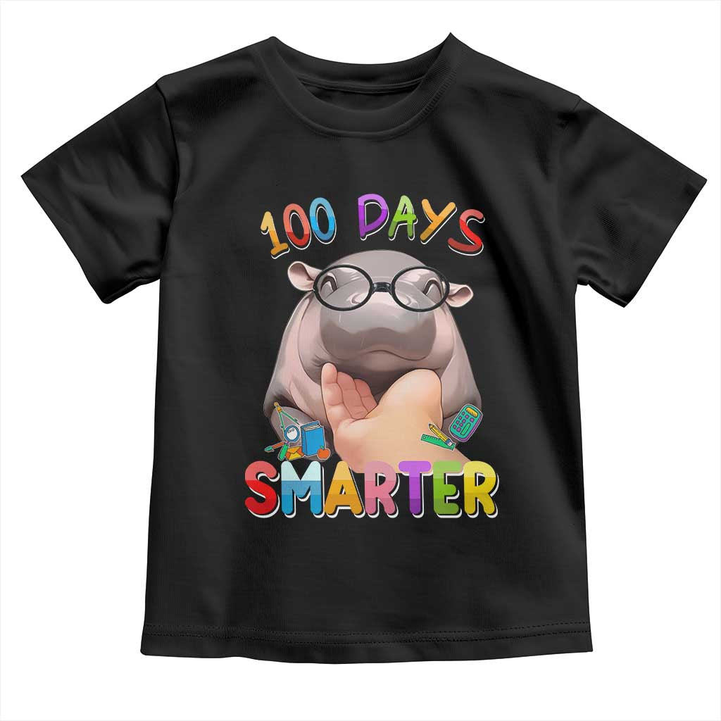 Funny Moo Deng 100 Days Smarter Toddler T Shirt Teachers Students 100th Day Of School TS11 Black Print Your Wear