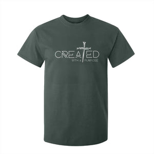 Created With A Purpose T Shirt For Kid Christian Faith Cross TS11 Dark Forest Green Print Your Wear