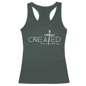 Created With A Purpose Racerback Tank Top Christian Faith Cross TS11 Dark Forest Green Print Your Wear