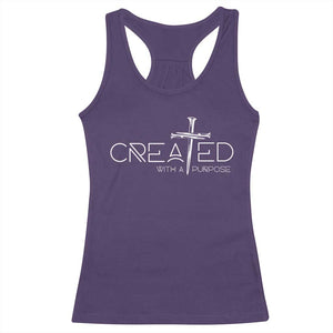Created With A Purpose Racerback Tank Top Christian Faith Cross TS11 Purple Print Your Wear