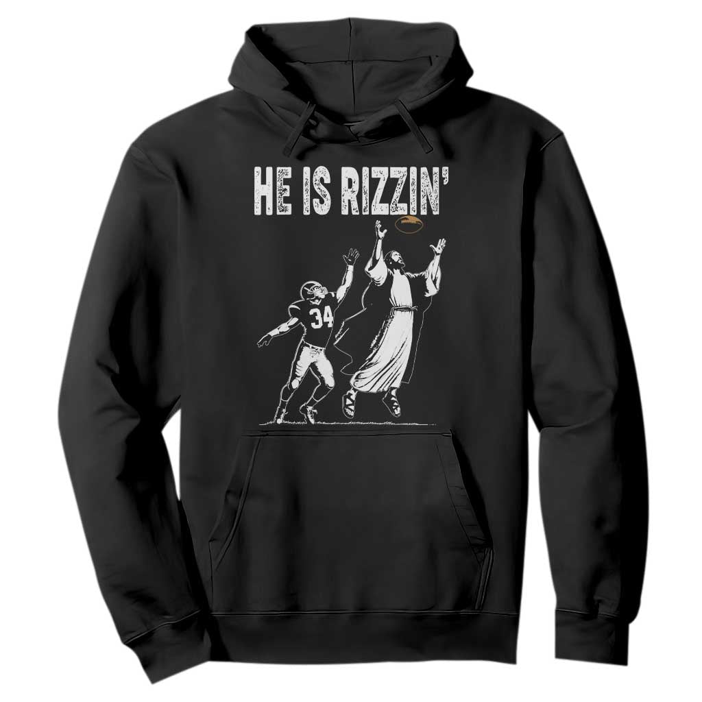 Funny Jesus American Football He Is Rizzin' Hoodie TS11 Black Print Your Wear