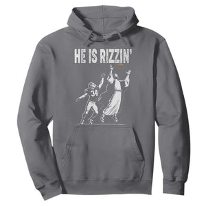 Funny Jesus American Football He Is Rizzin' Hoodie TS11 Charcoal Print Your Wear