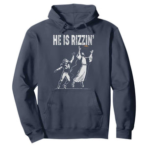 Funny Jesus American Football He Is Rizzin' Hoodie TS11 Navy Print Your Wear