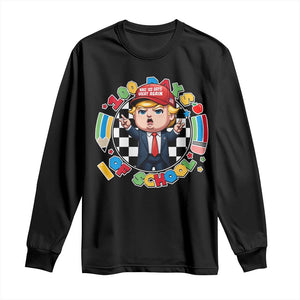 Funny Trump 100 Days Of School Long Sleeve Shirt Make 100 Days Great Again Pencil Apple TS11 Black Print Your Wear