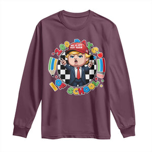 Funny Trump 100 Days Of School Long Sleeve Shirt Make 100 Days Great Again Pencil Apple TS11 Maroon Print Your Wear